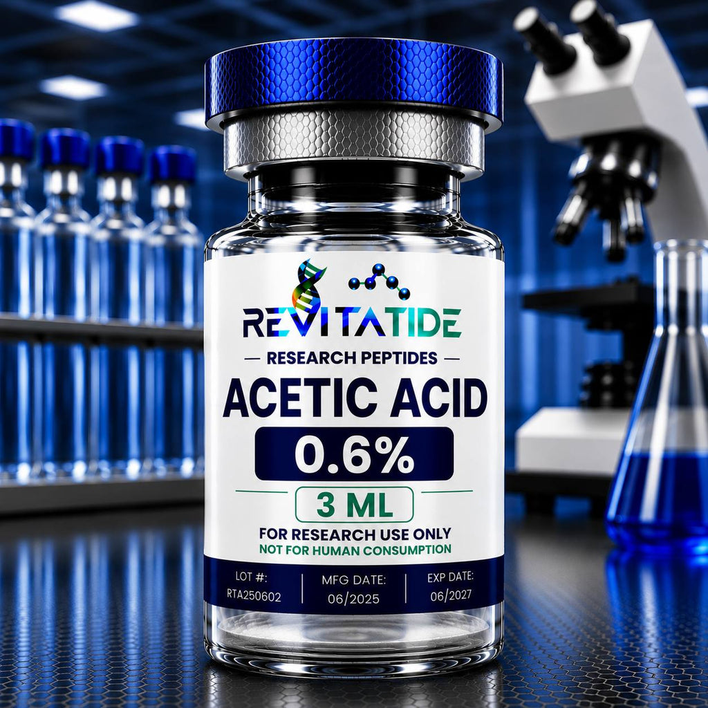 Acetic acid 0.6% 3ml reconstitution solution vial for peptide research - RevitaTide